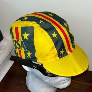 Vintage Cycling Touring Cap Bicycling Bike Hat TEAM USA made Columbia Sportswear
